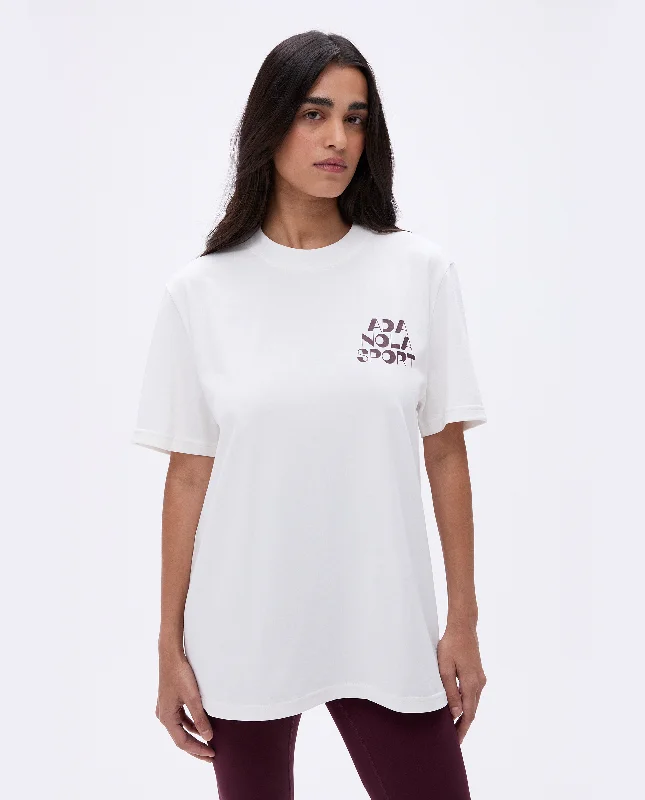 Retro Oversized Short Sleeve T-shirt - White/Dark Cherry