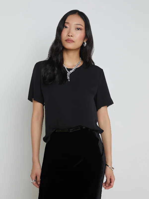 Suzette Silk Raw-Hem Tee