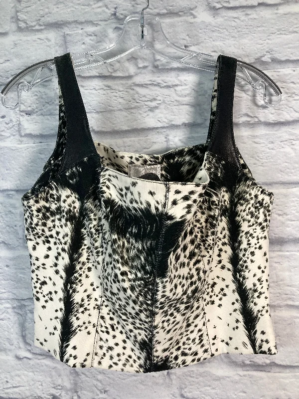 Black & Cream Top Sleeveless Alberto Makali, Size M