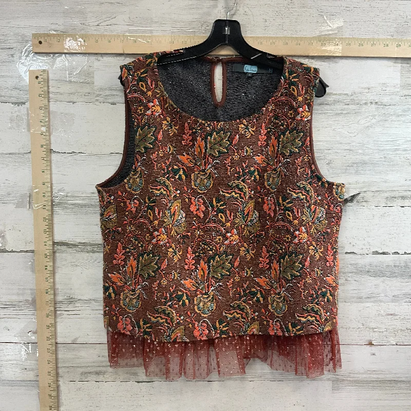 Brown & Orange Top Sleeveless Eva Franco, Size Xl