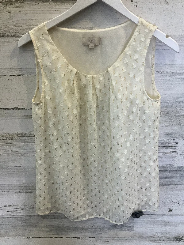 Cream Top Sleeveless Loft, Size Xs