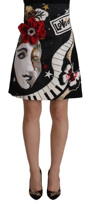 Dolce & Gabbana High-Waist A-Line Embellished  Women's Skirt