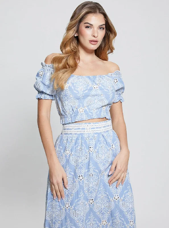 Blue Off Shoulder Frida Top