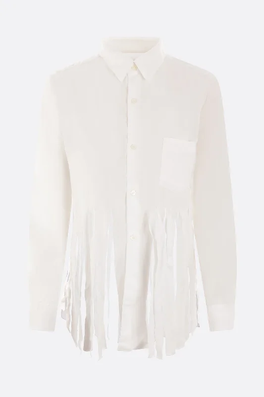 wrinkled technical fabric shirt with fringes