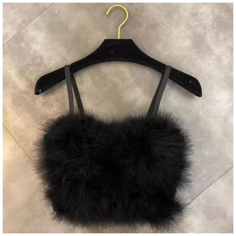 Faux Fur Bustier Tops