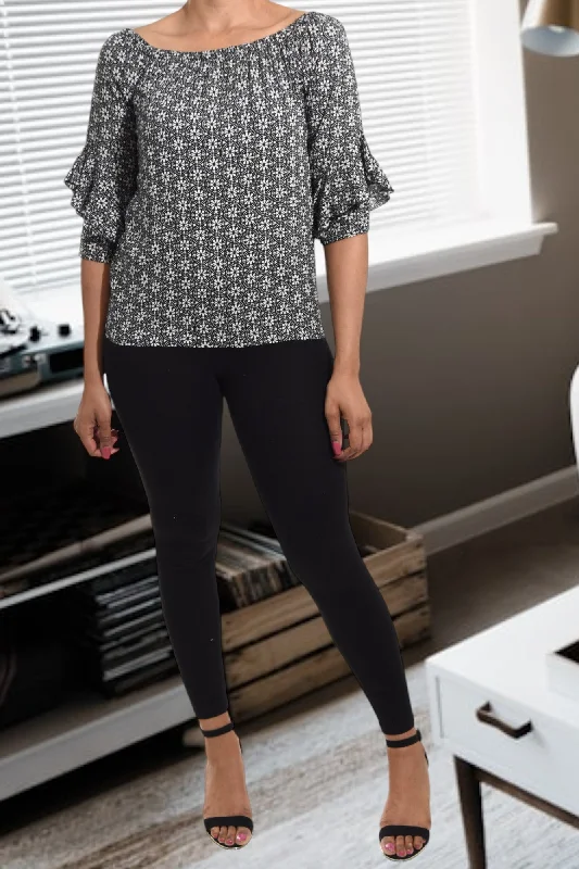 Grey Flutter Sleeve Top