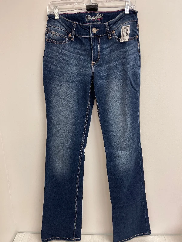 Jeans Flared By Wrangler In Blue Denim, Size: 8