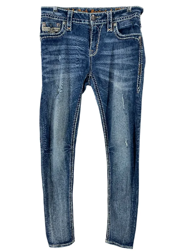 Jeans Skinny By Rock Revival In Blue Denim, Size: 30