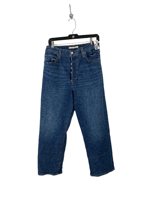 Jeans Straight By Levis Signature In Blue Denim, Size: 12