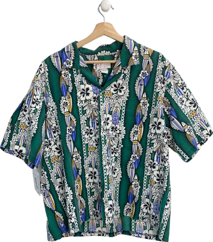 KYs International Fashion Green Hawaiian Shirt XL