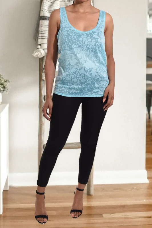 Ladies Blue Burnout Sleeveless Top