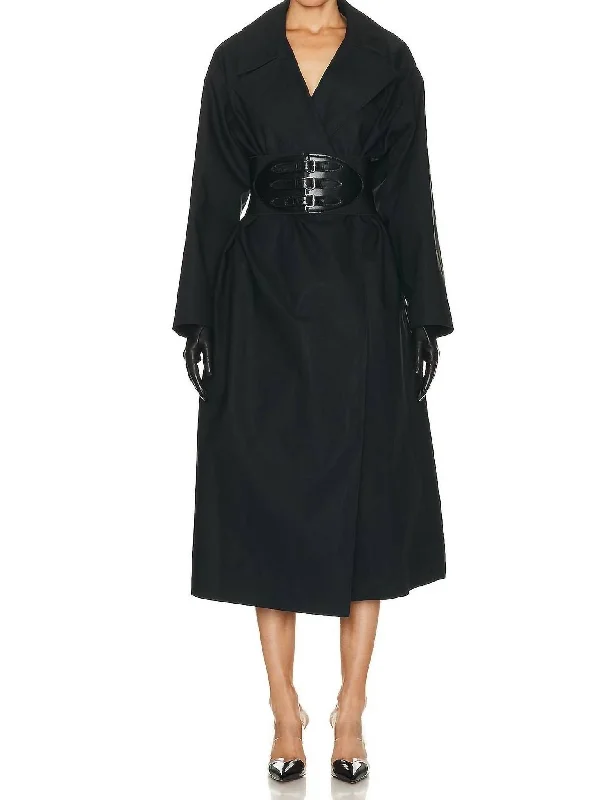 Belted Trench Coat In Noir