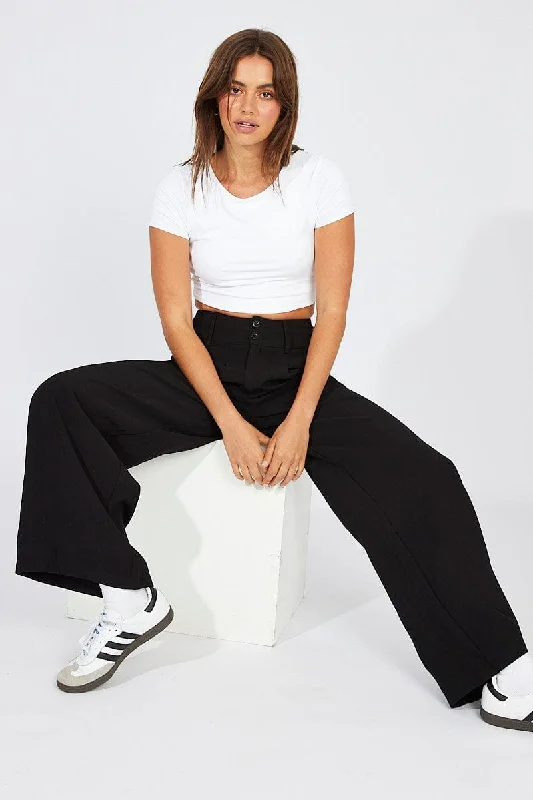 Black Wide Leg Pants High Rise