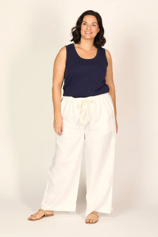 Breezy Relaxed Linen Pant in White