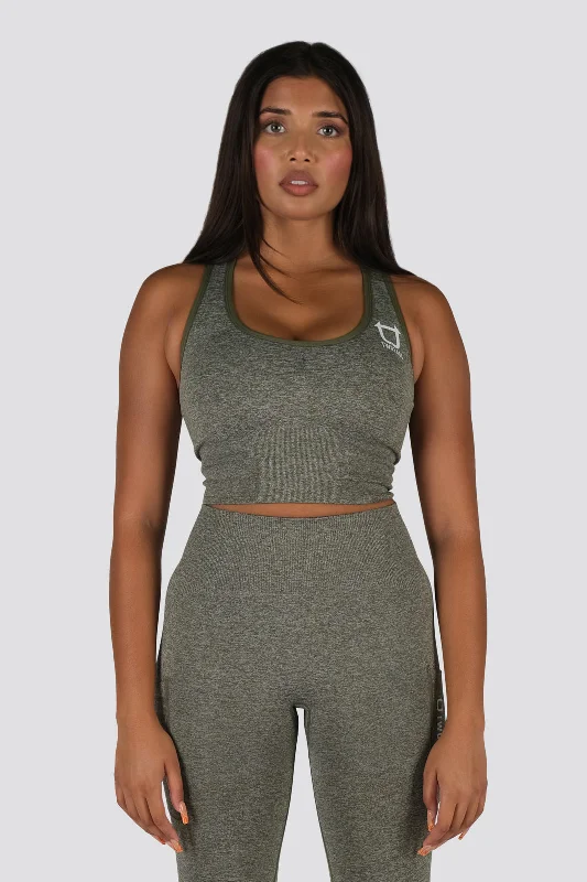 Seamless Movement Sports Bra - Khaki Marl