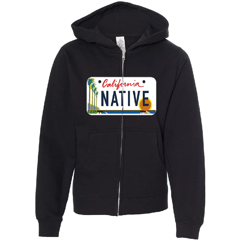 California Native License Plate Premium Youth Zip-Up Hoodie