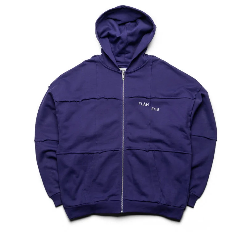 Flaneur Cut & Sew Zip Up Hoodie - Purple