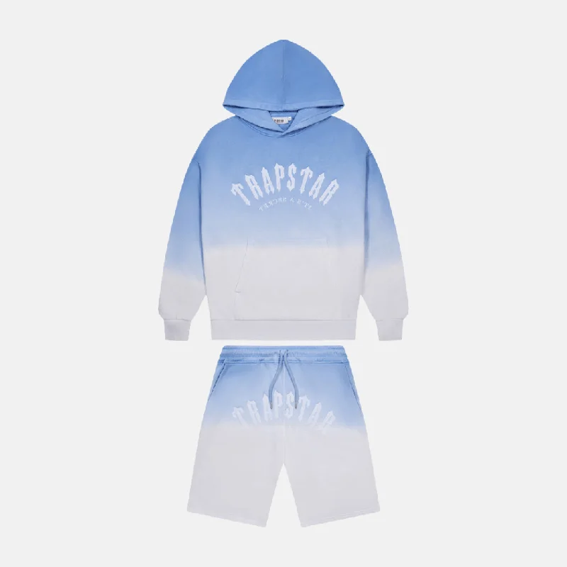 Trapstar Irongate Arch Chenille Hoodie & Shorts Set - Blue Gradient