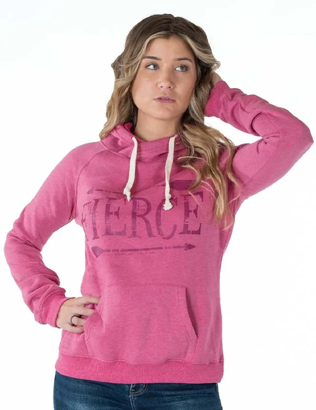 Cowgirl Tuff Womens Fierce Junior Fit Fuchsia Poly/Rayon Hoodie