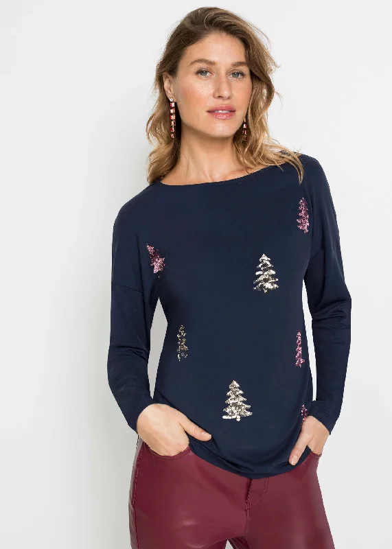 Embellished Tree Top - Blue