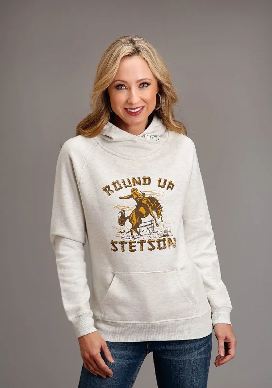 Stetson Womens Round Up Oatmeal Cotton Blend Hoodie