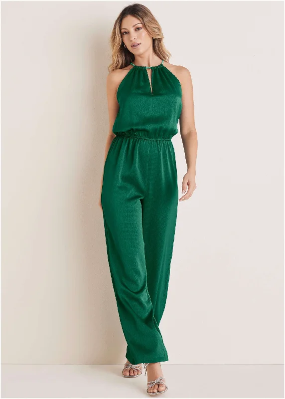 Hammered Satin Jumpsuit - Aventurine