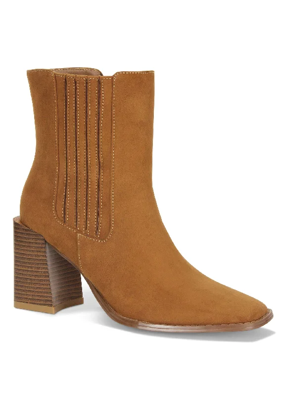 Square Toe Booties - Cognac