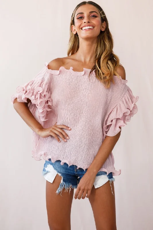 Miranda Ruffle Sleeve Top Blush