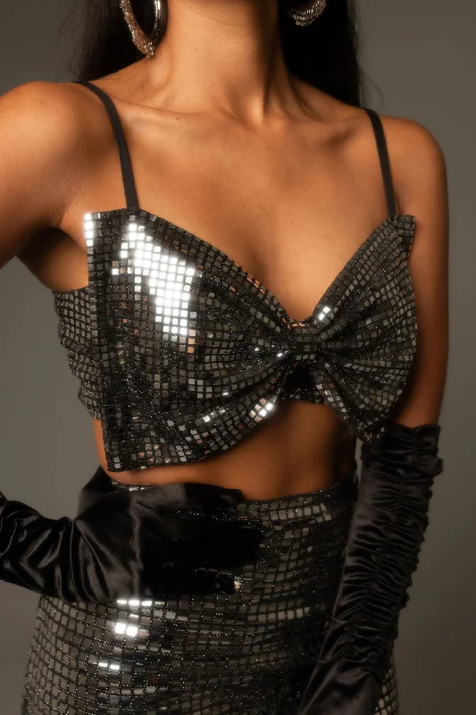 Raven Sequin Bow Top