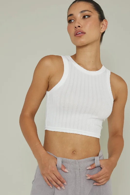 Seeker Ribbed Crop Top White