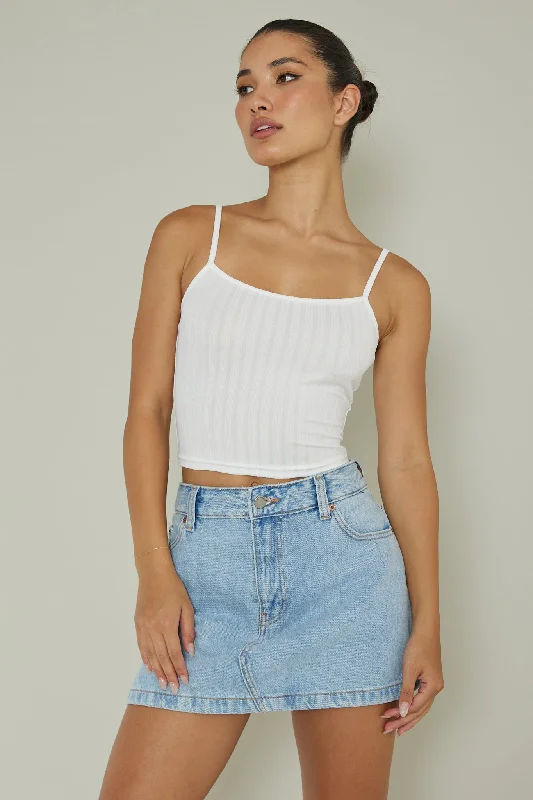 Sold Out Ribbed Cami Top White