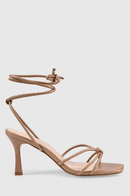 VERALi Peachy Stiletto Sandals Dark Camel Smooth