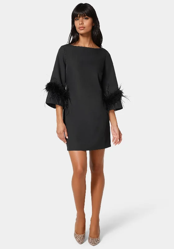 Feather Sleeve Mini Dress