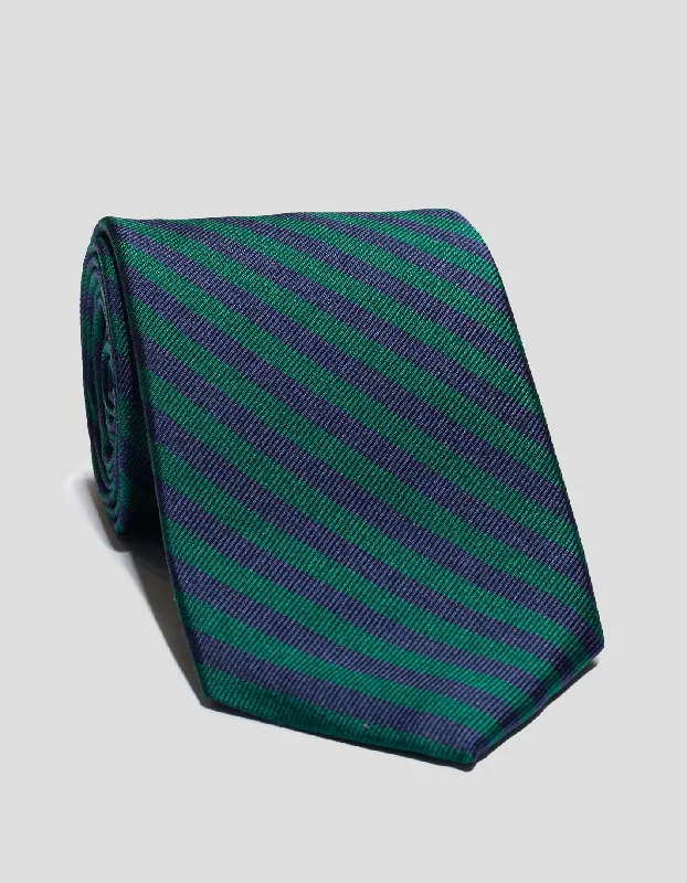 SILK REPP MINI EQUAL STRIPE TIE - NAVY/KELLY