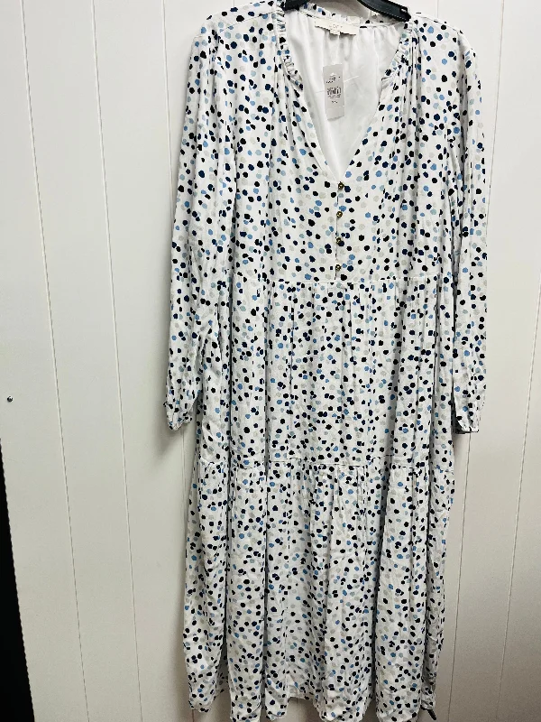 Dress Casual Maxi By Loft In Blue & White, Size: Xxl