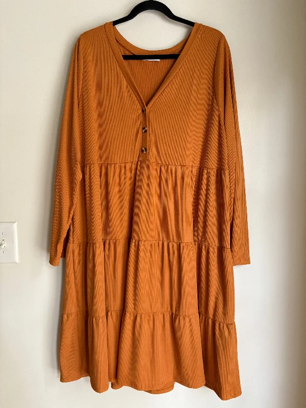 Dress Casual Midi By Chicsoul In Brown, Size: 3x