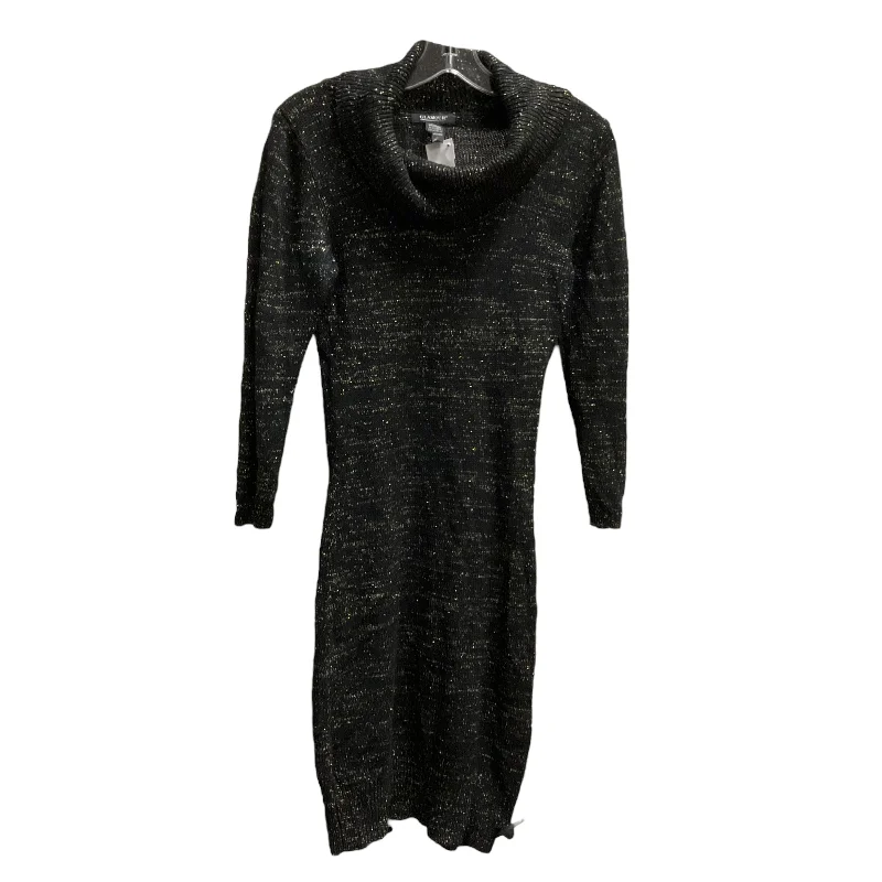 Dress Casual Midi By Glamour In Black & Gold, Size: M