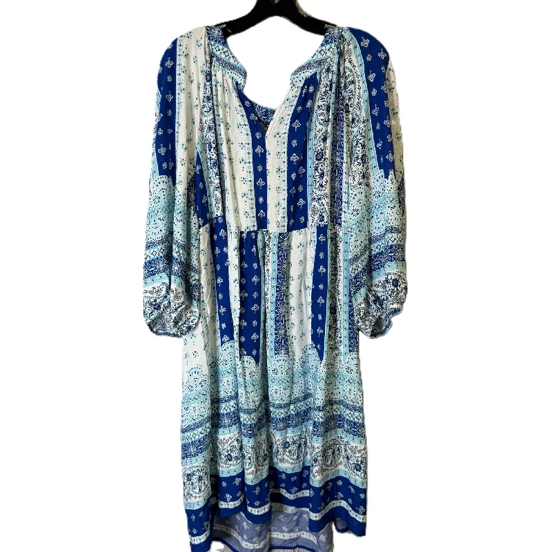 Dress Casual Midi By Mlle Gabrielle In Blue, Size: 3x