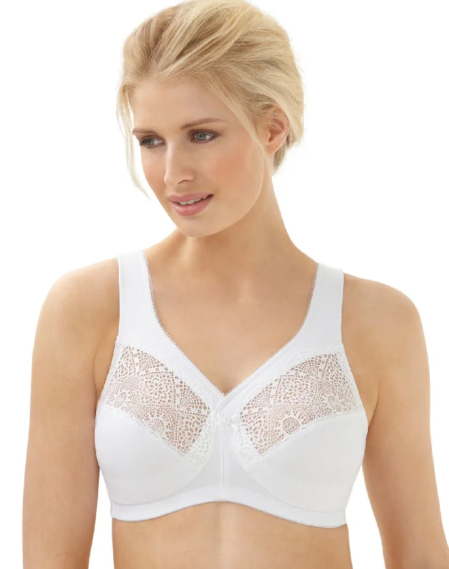 Glamorise Womens Magic Lift® Cotton-and-Lace Wirefree Bra