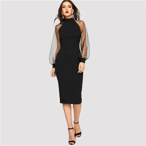 FashionSierra - Party Black or Blue Pencil Bodycon Dress