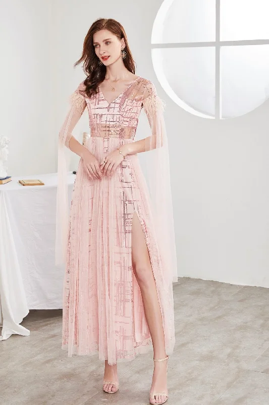 FashionSierra - Split Front Patchwork Layered Elegant Maxi Party Prom Dress