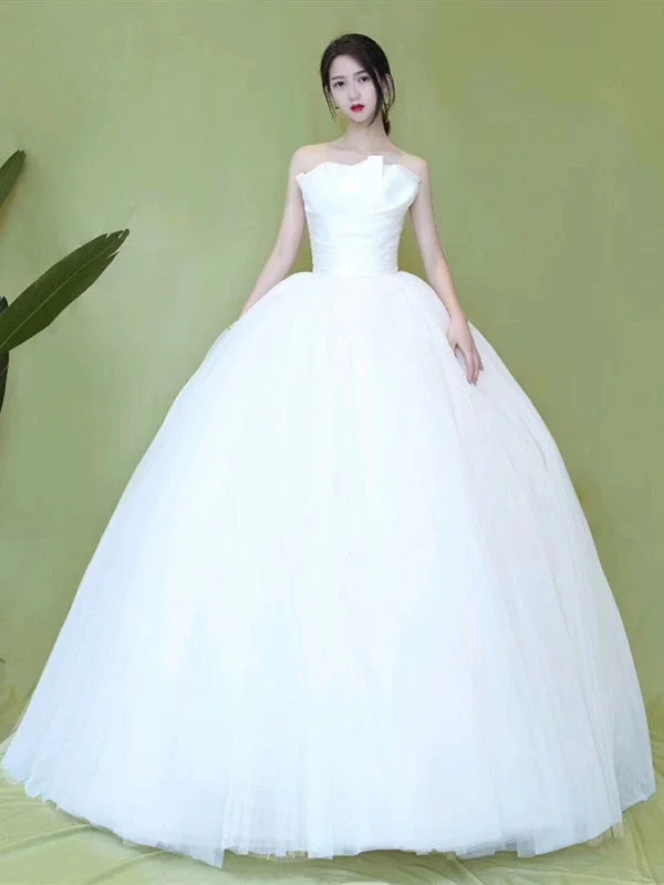 Popular Strapless A-line Wedding Dresses, Newest Bridal Gowns, 2020 Wedding Dresses