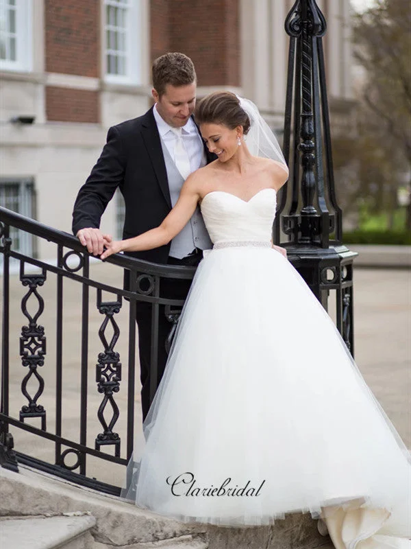 Strapless A-line Sweetheart Wedding Dresses, Beaded Wedding Dresses